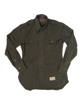 Vintage 60s Lautersteins army officers dark olive green fitted shirt size medium