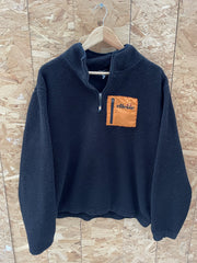 Ellesse Black Chunky Fleece 1/4 Zip Pullover Orange Logo Pocket Size L