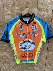 Vintage SI2 Cycling Jersey Men's S Orange Blue Yellow Short Sleeve Bike Shirt