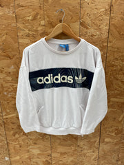Adidas Crewneck Sweatshirt White Graphic Logo Size 8 UK Women's