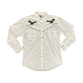 Vintage 90s white embroidered eagle western shirt size medium by Ely Diamond
