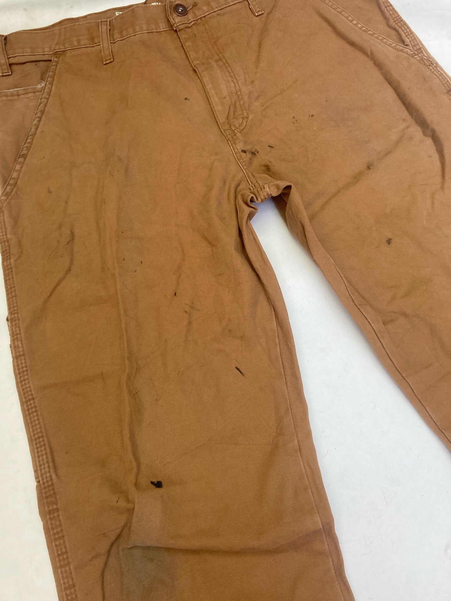 Dickies Vintage 90s W36 L32 distressed worn tan beige cotton canvas duck weave workwear carpenter pa
