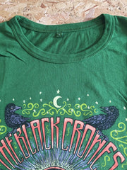 Vintage Y2K psychedelic trippy The Black Crowes lay down with 13 tour green T-shirt size large artwo