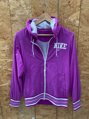 Vintage Y2K bright fuschia pink varsity style shell jacket size medium by Nike