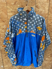 Vintage Loffler Sport Pullover Cycle Jacket Men's XL Blue Gray Abstract Print