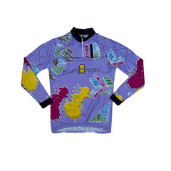 Levior Function 1 Vintage MTB Cycling Jersey Top L Purple Abstract Long Sleeve