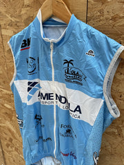 Custom Cycling Vest Blue White Amendola Italia Mens Size M Lightweight