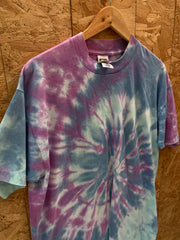 Vintage 90s purple blue spiral tie-dye single stitch t-shirt size XL