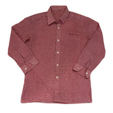 Vintage 90s red gingham tablecloth long short sleeve mod punk shirt size medium