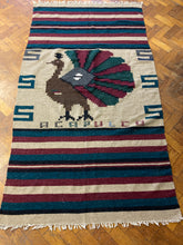 Vintage Mexican Acapulco Peacock Rug Runner | Southwestern Boho Decor