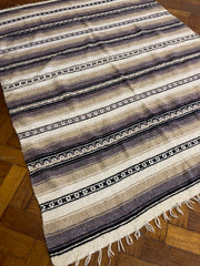 Vintage Striped Southwestern Blanket Throw Rug Serape Boho Fringe