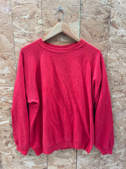 Vintage 90s Hanes Red Minimal Blank Raglan Crewneck Sweater XL