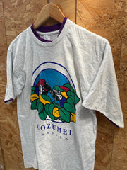 Vintage 90s Cozumel Mexico Parrot Single Stitch T-Shirt Gray Size M