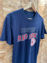 Vintage 80s Boston Red Sox Single Stitch T-Shirt - Navy Blue M