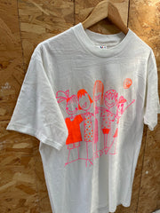 Yazbek Vintage T-Shirt, Size L, White, Graphic Tee, Quirky Girls Illustration