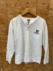 Vintage Nantucket Henly Long Sleeve Single Stitch Shirt L White Cotton