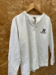 Vintage Nantucket Henly Long Sleeve Single Stitch Shirt L White Cotton