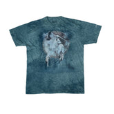 Vintage 90s The Mountain Grungy Wolf Tie Dye T-Shirt - 2XL - Teal