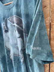 Vintage 90s The Mountain Grungy Wolf Tie Dye T-Shirt - 2XL - Teal