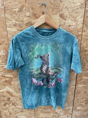 Vintage The Mountain Men's Size S Green Tie Dye Tiger Cub T-Shirt