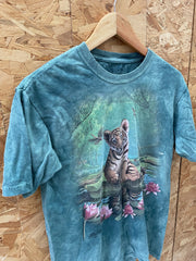 Vintage The Mountain Men's Size S Green Tie Dye Tiger Cub T-Shirt