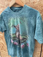 Vintage The Mountain Men's Size S Green Tie Dye Tiger Cub T-Shirt