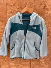 The North Face Reversible Hooded Jacket Teal Fleece Sherpa Insulated Size S