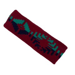 Vintage 80s/90s Geometric Pattern Knit Headband - Red/Teal/Navy - One Size
