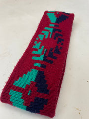 Vintage 80s/90s Geometric Pattern Knit Headband - Red/Teal/Navy - One Size