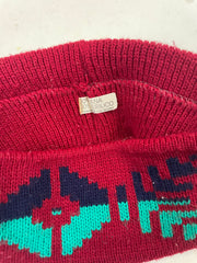 Vintage 80s/90s Geometric Pattern Knit Headband - Red/Teal/Navy - One Size