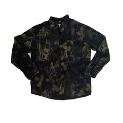 Vintage 90s Butterfly & Grape Crazy Print Button-Up Shirt - Men's L - Black/Multi