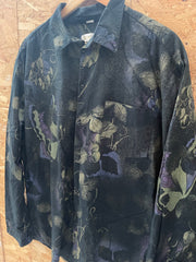 Vintage 90s Butterfly & Grape Crazy Print Button-Up Shirt - Men's L - Black/Multi