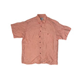 Gianni Rusconi Men's M Peach Short Sleeve Button Up Shirt - Vintage Silk Shirt