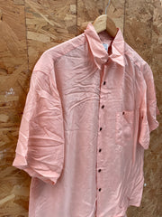 Gianni Rusconi Men's M Peach Short Sleeve Button Up Shirt - Vintage Silk Shirt