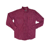 Globe Trotter Shirts Men's Medium Burgundy Silk Button-Up Long Sleeve Shirt