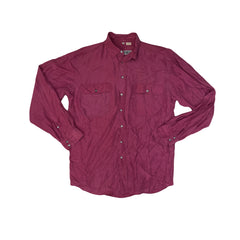 Globe Trotter Shirts Men's Medium Burgundy Silk Button-Up Long Sleeve Shirt