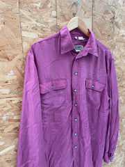 Globe Trotter Shirts Men's Medium Burgundy Silk Button-Up Long Sleeve Shirt