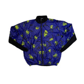 Vintage 90s Abstract Cycling Jacket Blue Neon Graphic Print Full Zip Size XXL