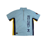 Vintage EXES Cycling Jersey Shirt Size XL Light Blue Short Sleeve Quarter Zip