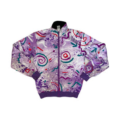 Vintage Bicycle Line Track Jacket XL Purple Abstract Print Full Zip Retro 90s
