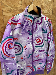 Vintage Bicycle Line Track Jacket XL Purple Abstract Print Full Zip Retro 90s