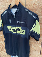 Santini Technogym Fitness Company Cycling Jersey Short Sleeve Black Yellow Men's M
