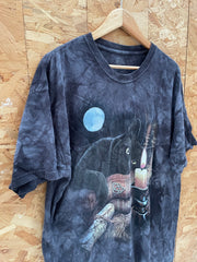 Vintage The Mountain Black Cat Witch Books Moon Candle Tie Dye T-Shirt Size 2XL
