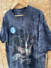 Vintage The Mountain Black Cat Witch Books Moon Candle Tie Dye T-Shirt Size 2XL