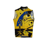Vintage Giordana Cycling Jersey Yellow Blue Black Abstract Print Men's L
