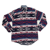 Vintage Y2K Aztec pattern blue red chamois felt cotton western shirt size medium