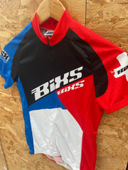 Bixs Sports Division Short Sleeve Cycling Jersey Red Blue Black White Size XS