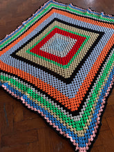 Vintage Handmade Granny Square Crochet Blanket Throw - Multi-Color
