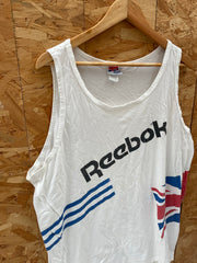 Vintage Reebok Tank Top Men's XXL White Union Jack Graphic Athletic Sleeveless