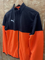 Puma Track Jacket Orange Black Colorblock Zip Up Logo Men's Size S